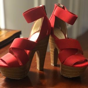 Bakers Red Platform Sandals